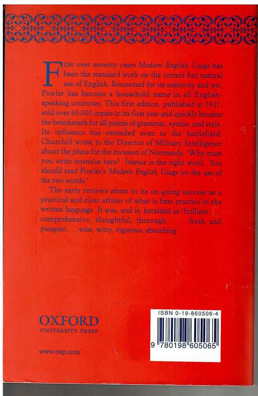 A Dictionary of Modern English Usage HW Fowler