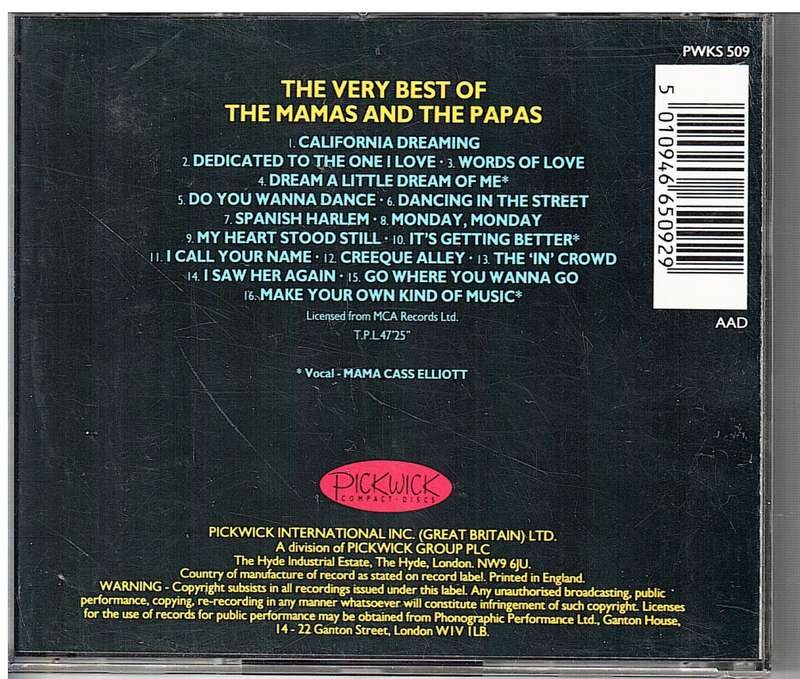 The Mamas and the Papas - The Very Best Of... CD