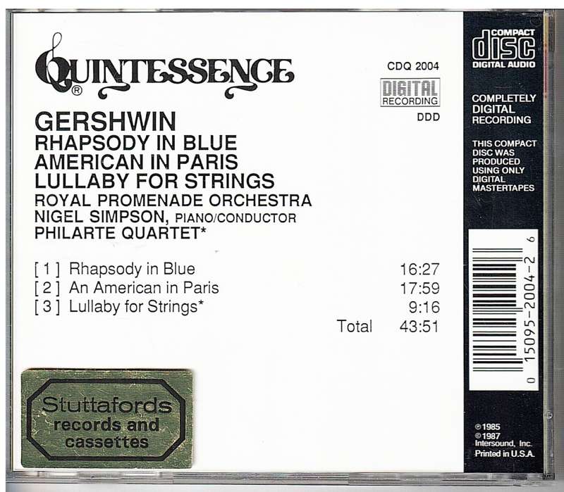 Gershwin: Rhapsody in Blue/American in Paris - Royal Promenade Orchestra/Simpson (cond.) [IMPORT]