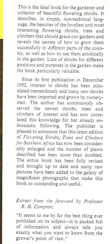 Flowering Shrubs, Trees and Climbers for Southern Africa - Sima Eliovson