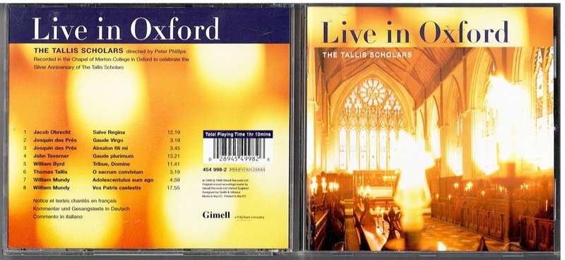 The Tallis Scholars - Live in Oxford CD