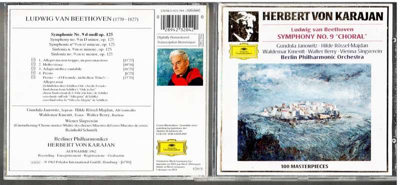 Beethoven: Symphony No 9 - Berlin Philharmonic Orchestra, Herbert von Karajan cond.,  Janowitz CD