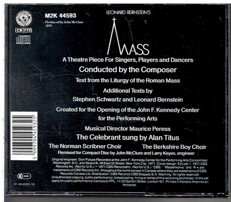 Leonard Bernstein's Mass CD - The Norman Scribner Choir / The Berkshire Boy Choir, Alan Titus