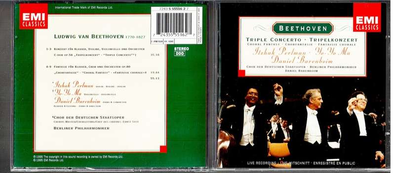 Beethoven: Triple Concerto / Choral Fantasy CD - Berlin Philharmonic, Barenboim cond., Perlman, Ma