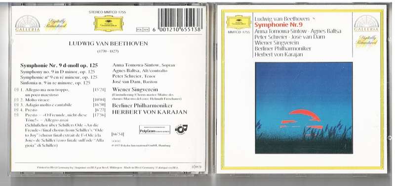 Beethoven: Symphonie No 9 CD - Berliner Philharmoniker, von Karajan cond., Tomowa-Sintow etc.