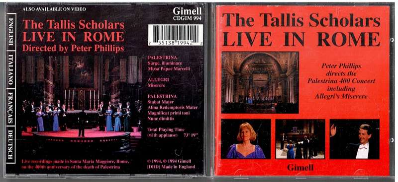 The Tallis Scholars - Live in Rome CD