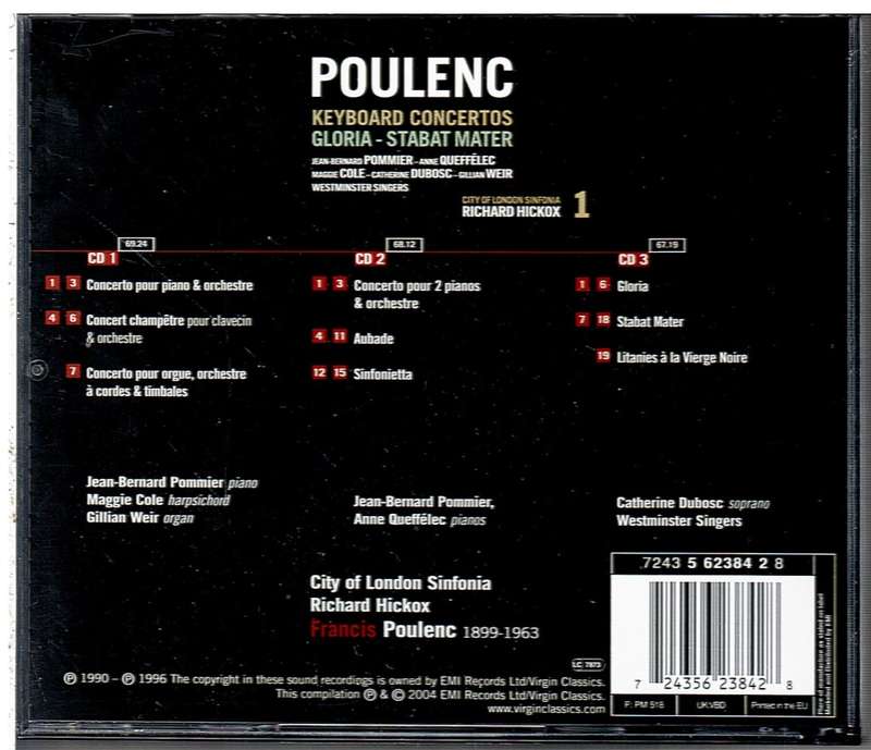 Poulenc: Keyboard Concertos - City of London Sinfonia, Richard Hickox Cond., Pommier etc. 2 CD set