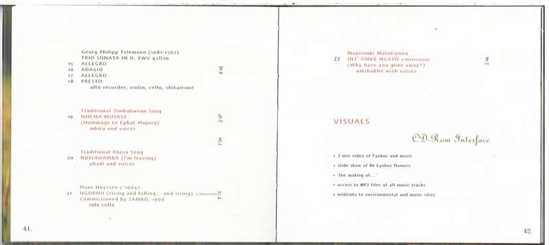 Fynbos Calling: African and European Early and Contemporary Music Book & CD - Ensemble Refugium