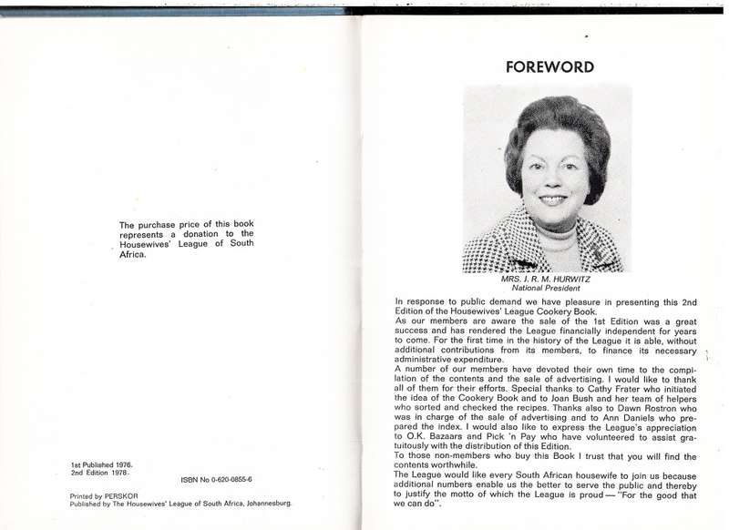 The Housewives' League of South Africa Cookery Book