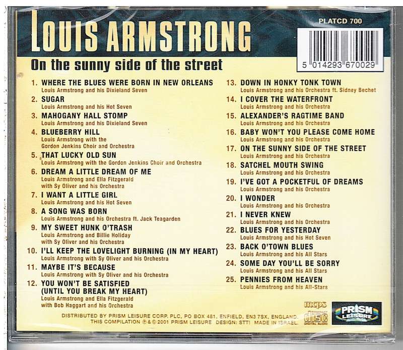 Louis Armstrong - On The Sunny Side Of The Street CD