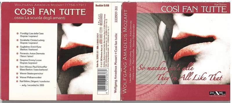 Mozart: Cosi Fan Tutte - Lisa Della Casa et al (Karl Bohm cond.) 2 CD set