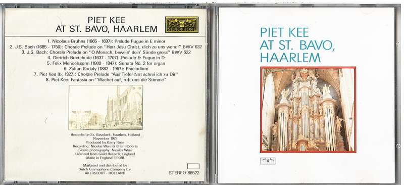 Piet Kee at St Bavo, Haarlem CD