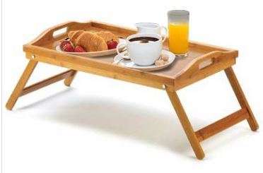 Tray Wooden Bamboo Serving Breakfast Laptop Desk Tea Table Stand Drinks Glasses Gifts Gadgets