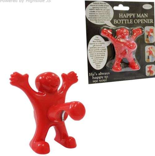 BOTTLE OPENER HAPPY MAN - BAR TOOLS GADGETS ACCESSORIES GIFTS - CORK SCREW