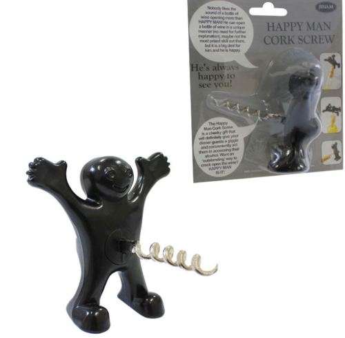 BOTTLE OPENER HAPPY MAN - BAR TOOLS GADGETS ACCESSORIES GIFTS - CORK SCREW