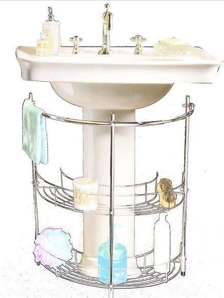 Storage Organiser Under Basin - Bathroom Gadgets - Rail Rack Shelf Caddy
