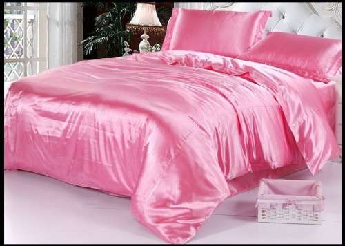 SATIN DUVET SET 4 PIECE QUEEN PINK