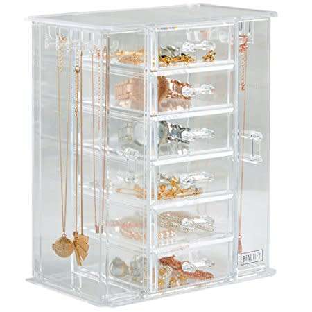 Jewellery Cosmetics Organiser Display Acrylic 6 Drawer Jewelry Rack