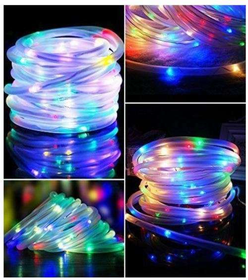 10m 100LEDs Solar Rope Tube Lights Led String Strip Waterproof Christmas Party Decor