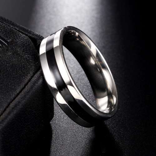Exquisite Stainless Steel Blackand Silver Ring