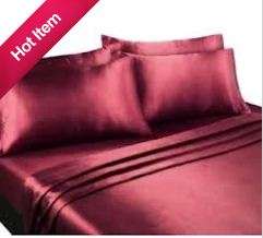 SATIN SHEET SET QUEEN BURGUNDY