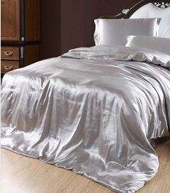 SATIN DUVET COVER SET 3/4 SILVER 6 PIECES