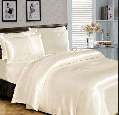 SATIN DUVET COVER SET QUEEN WHITE 6 PIECES