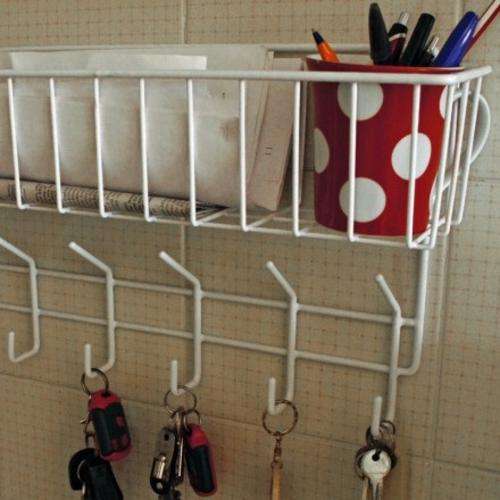 BASKET Wall Basket with Hooks
