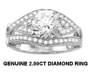{{ HIGHEST QUALITY }} GENUINE * 2.00CT * DIAMOND ENGAGEMENT RING * SI1-H *