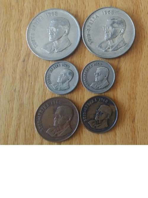1968 Swart , bronze and nickel coins. 50c AE, 5c AE, 2c A, 1c A. R28