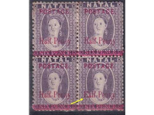 1895 Natal Half P on Six Pence with lots of varieties, look at new and old Varieties.