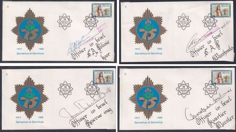 75th Anniversary of the South Africa Police Signed Covers (1913-1988)