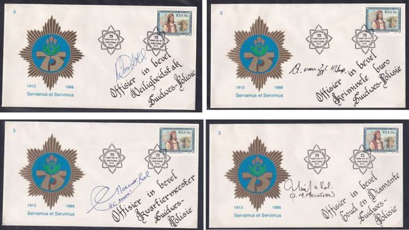 75th Anniversary of the South Africa Police Signed Covers (1913-1988)