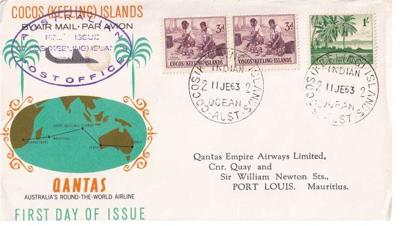 First Day Issue, Cocos Island.