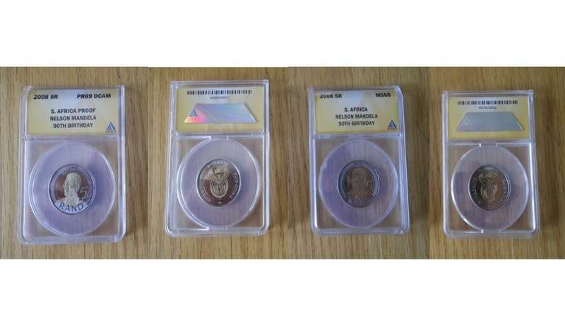 Nelson Mandela and Inauguration proof coins.