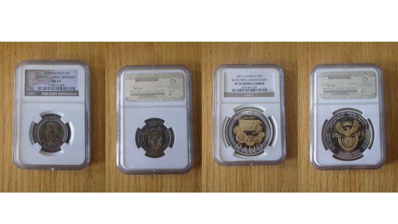 Nelson Mandela and Inauguration proof coins.