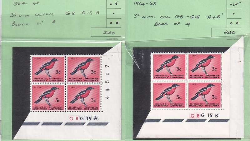 South Africa 33 x Control Block of 4 Stamps from 1961 to 1974.