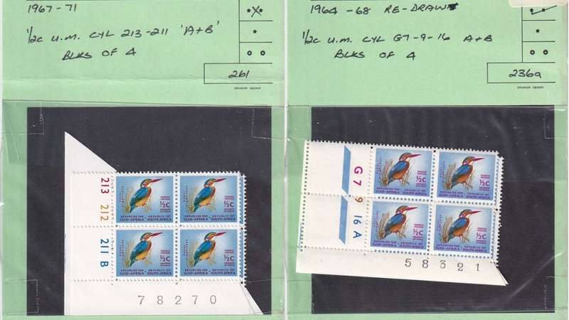 South Africa 33 x Control Block of 4 Stamps from 1961 to 1974.