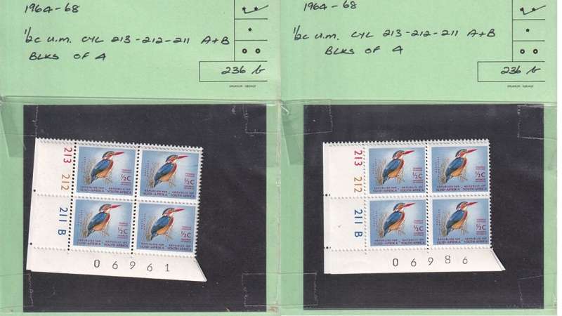 South Africa 33 x Control Block of 4 Stamps from 1961 to 1974.
