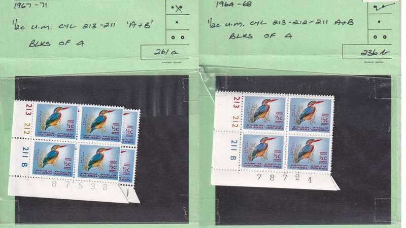 South Africa 33 x Control Block of 4 Stamps from 1961 to 1974.