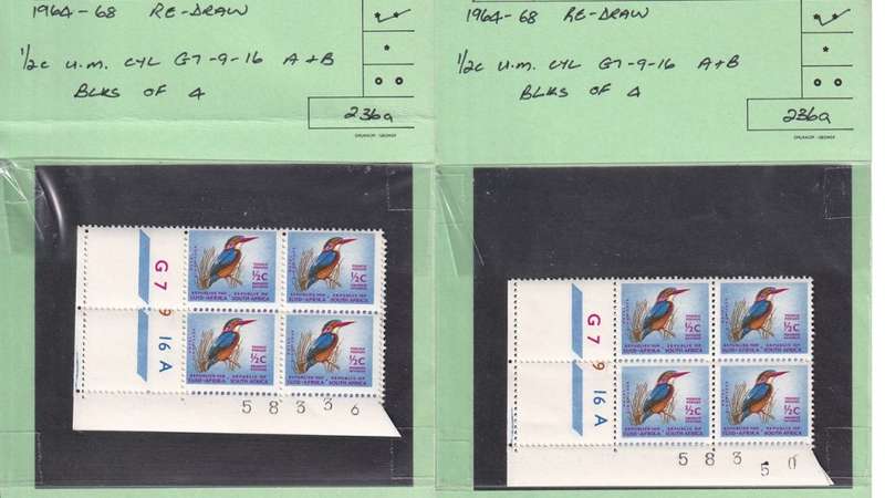 South Africa 33 x Control Block of 4 Stamps from 1961 to 1974.