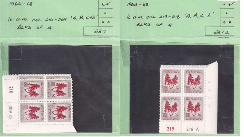 South Africa 33 x Control Block of 4 Stamps from 1961 to 1974.