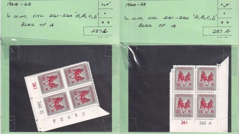 South Africa 33 x Control Block of 4 Stamps from 1961 to 1974.