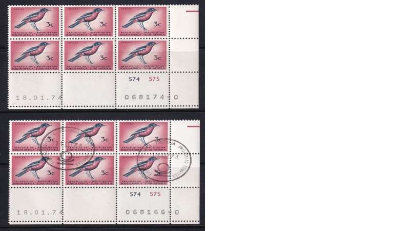 South Africa Control Blocks of 6 Stamps (3c)