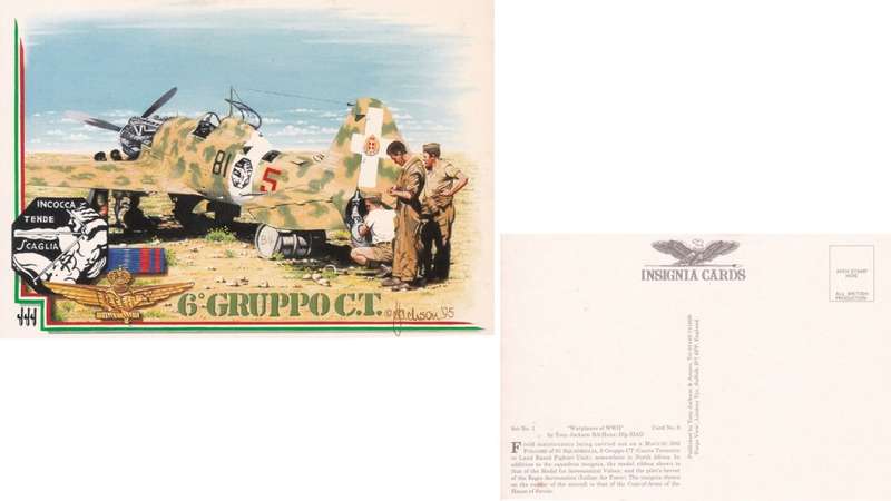 Germany Insignia Card of ww11 Tony Jackson. 6 GRUPPOCT