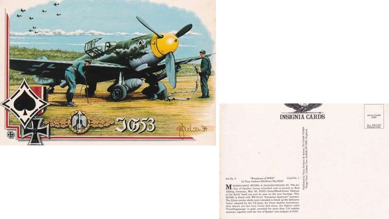 Germany Insignia Card of ww11 Tony Jackson. JG53
