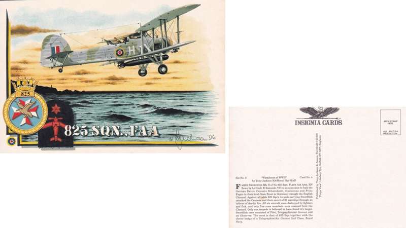 Germany Insignia Card of ww11 Tony Jackson. 825 sqn