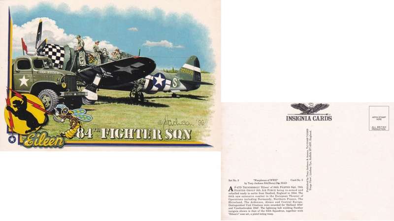 England Insignia Card of ww11 Tony Jackson. 84th Fiter SQN