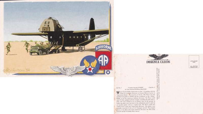 Insignia Card, Tony Jackson. CG-4 Glider