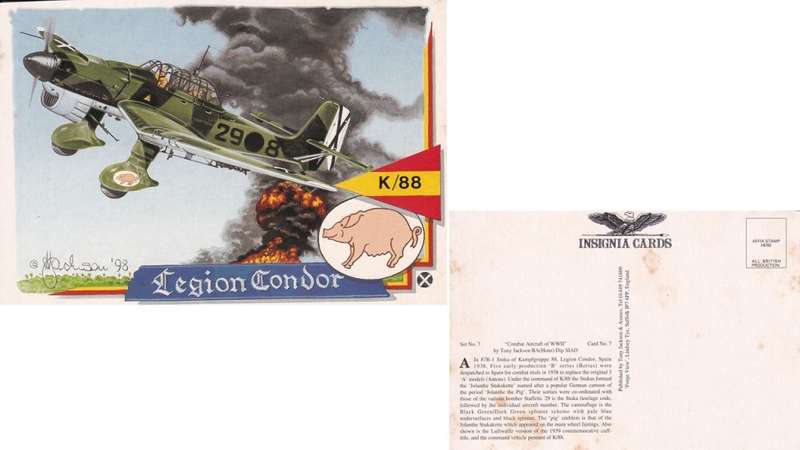 Insignia Card, Tony Jackson. Ju 87B-1 Stuka